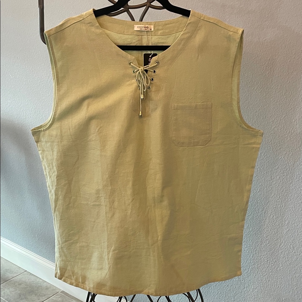 Coofandy light green cotton Women's Top XXL